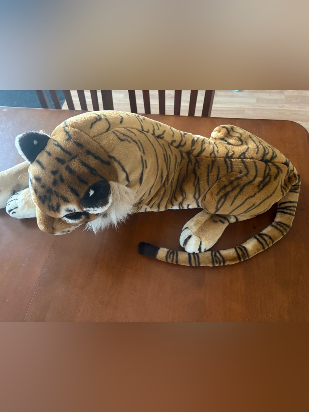 Lifelike Plush Tiger Toy - Orange & Black Stripes